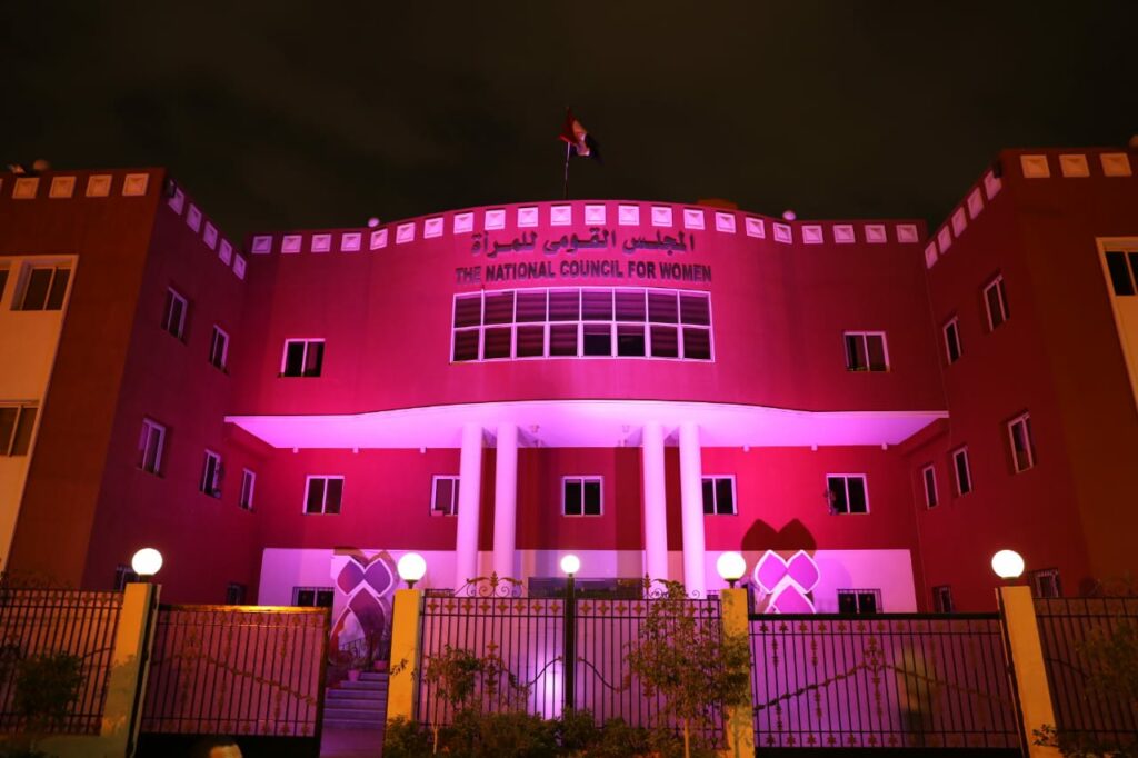 المجلس القومى للمرأة يضيء مقره بمناسبة اليوم العالمى لمناهضة العنف ضد المرأة