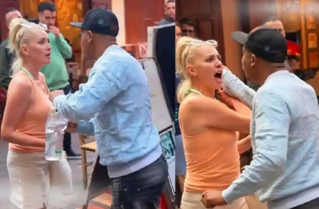 سائحة أجنبية وصاحب مطعم
